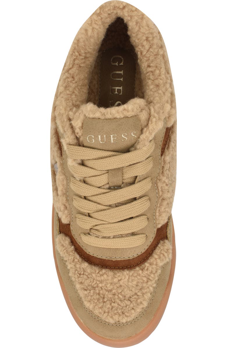 GUESS Miram Faux Shearling Low Top Sneaker, Alternate, color, Medium Natural