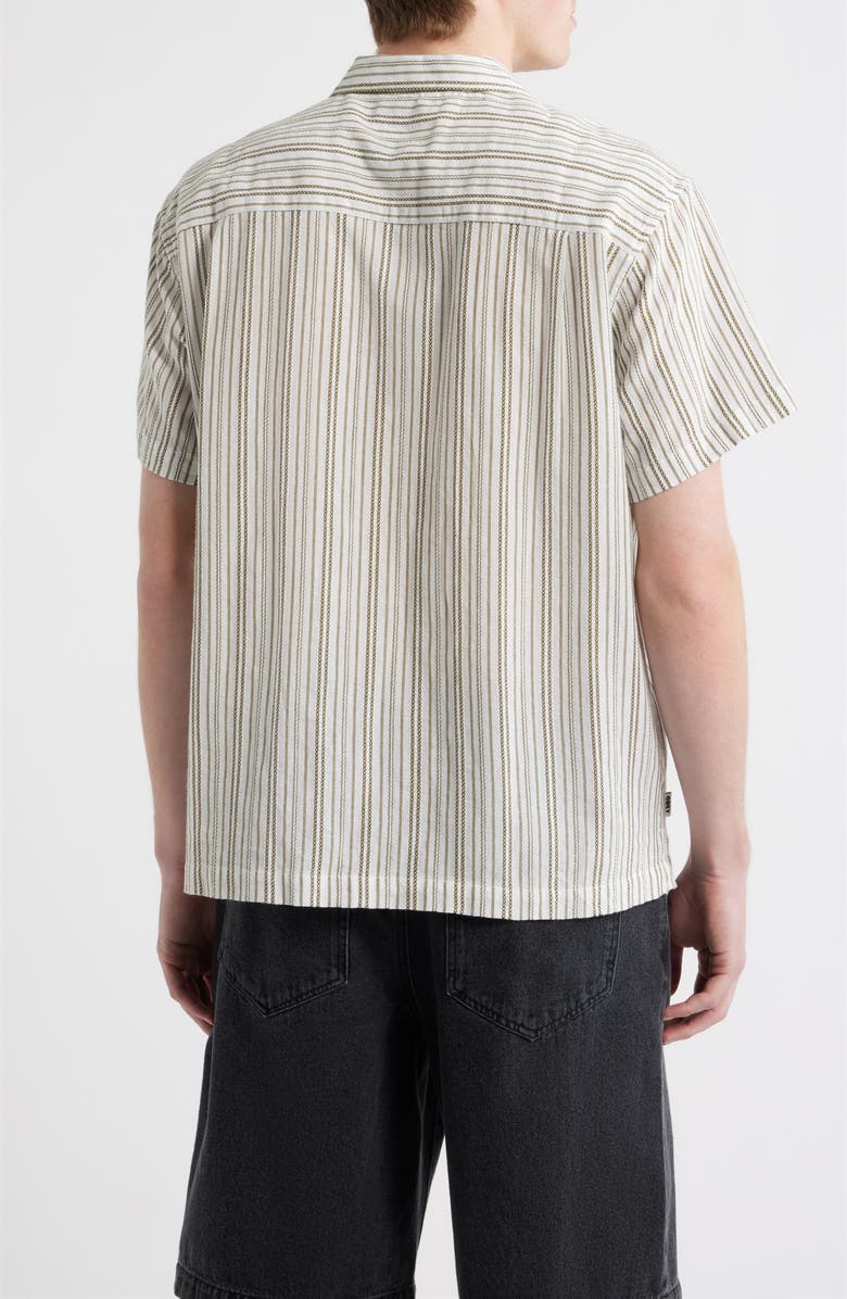 Obey Evans Stripe Camp Shirt, Alternate, color, Moss Green Multi