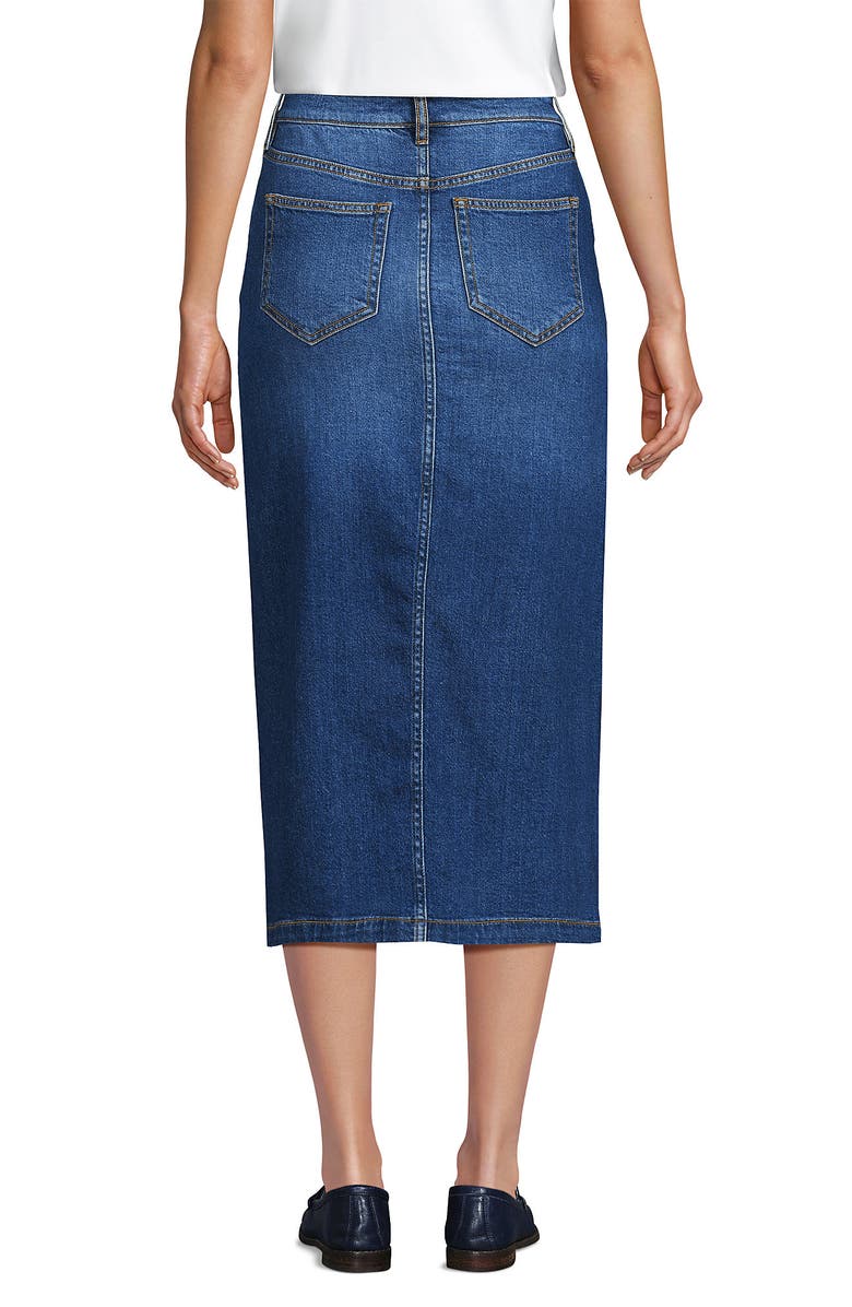 Lands' End Soft Denim Midi Column Skirt, Alternate, color, Indigo Tide Blue