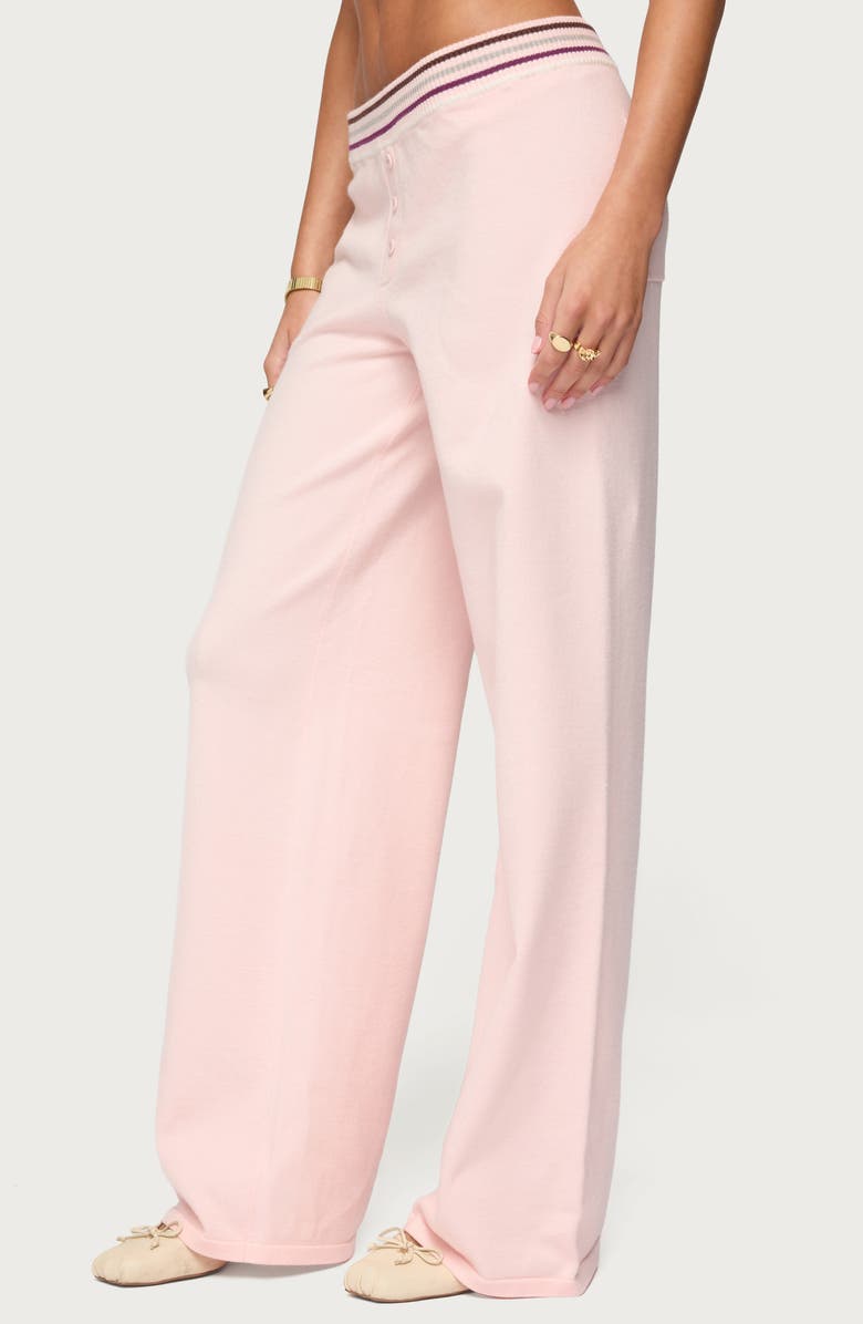 EDIKTED Miya Stripe Wide Leg Knit Pants, Alternate, color, Light-Pink