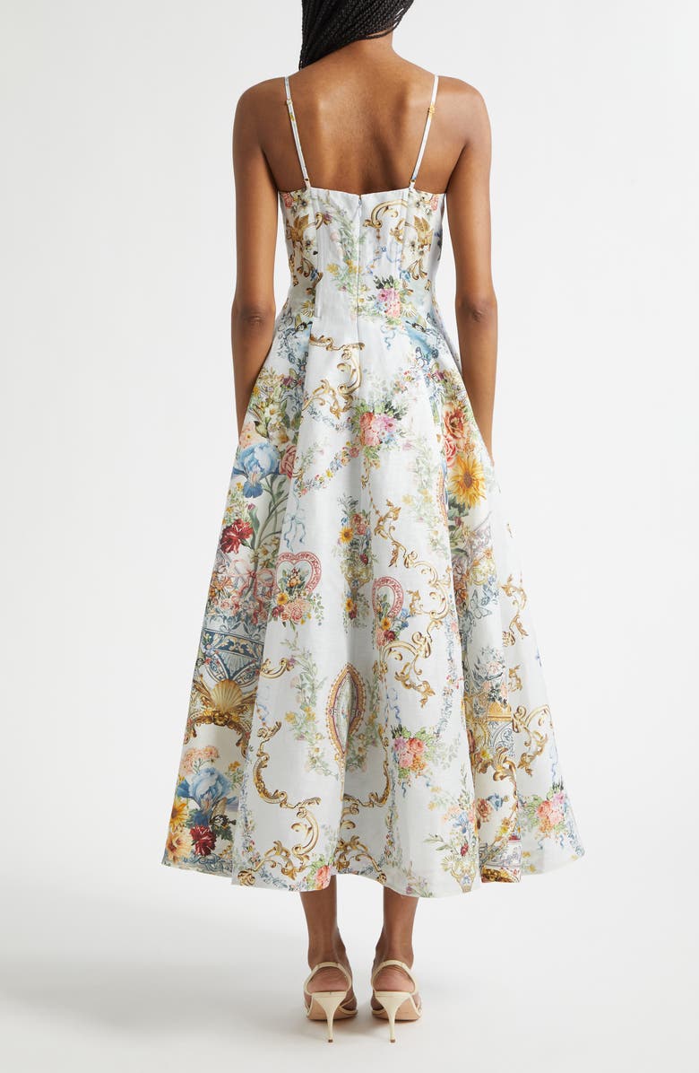 Camilla Seville Sweetheart Corset Linen & Silk Twill Fit & Flare Dress, Alternate, color, Seville Sweetheart