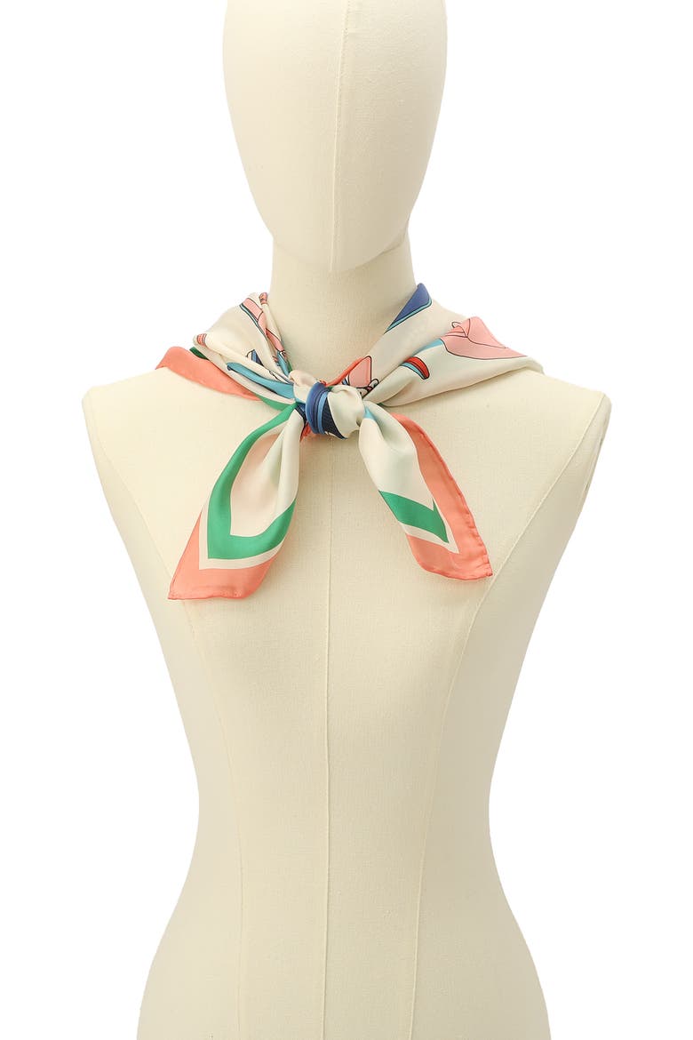 shoes print silk square scarf, Alternate, color, IVORY MULTI