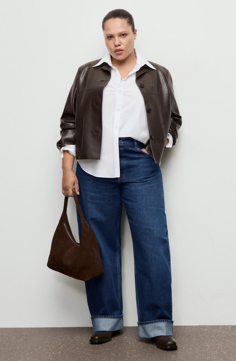 MANGO Cuffed Balloon Jeans, Alternate, color, Dark Blue