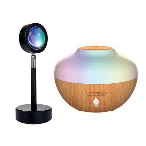 Sunset Projector Table Lamp & Essential Oil Aroma Diffuser Bundle