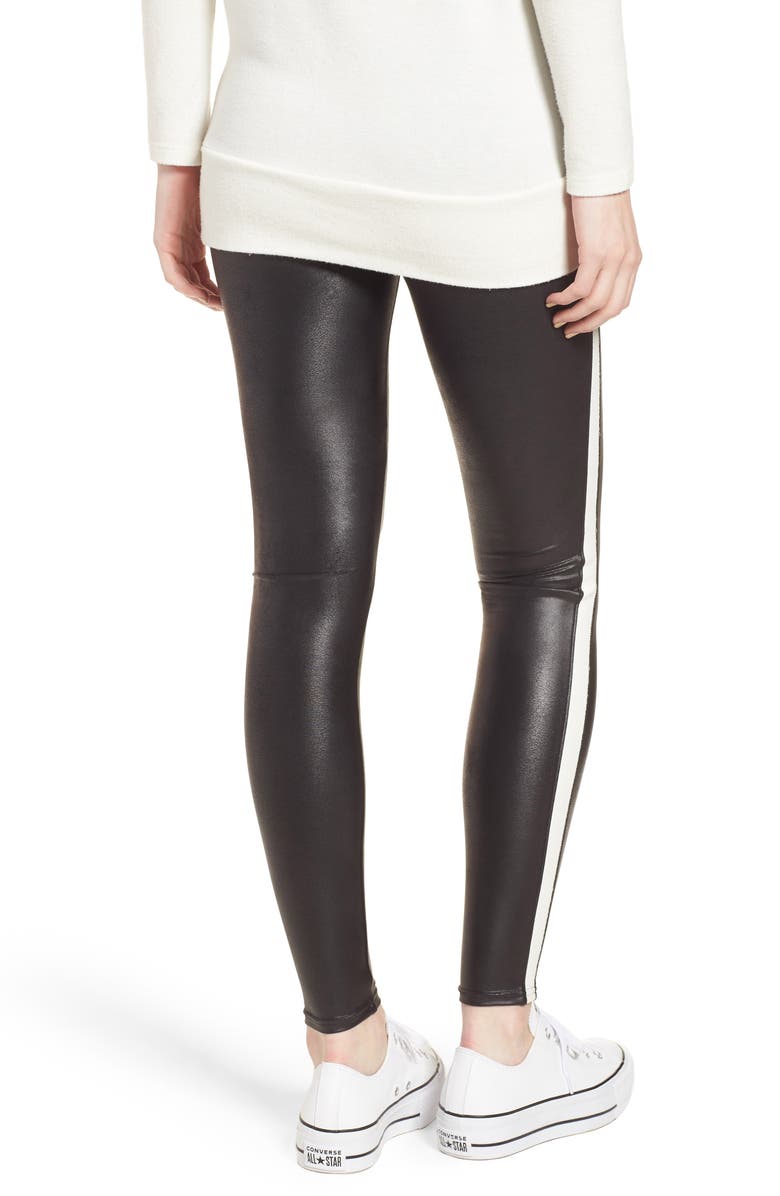 SPANX<sup>®</sup> Side Stripe Faux Leather Leggings, Alternate, color, 
