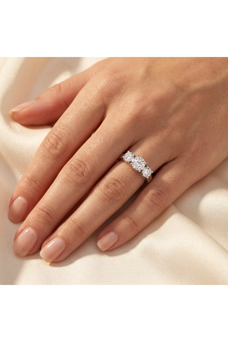 1 3/4Ct Three Stone Round Cut Diamond Engagement Ring 14k Gold Lab Grown, Alternate, color, 14k White Gold
