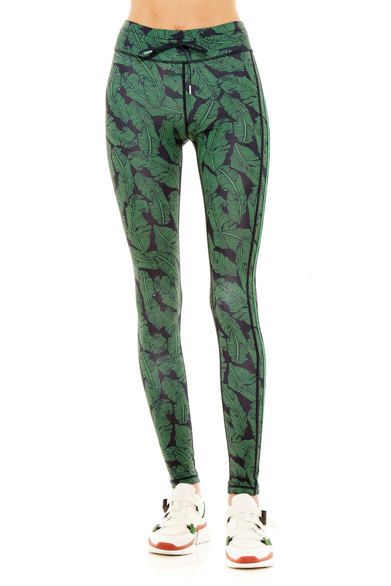 Palm Leaf Yoga Pants, Main, color, NAVY/ GREEN