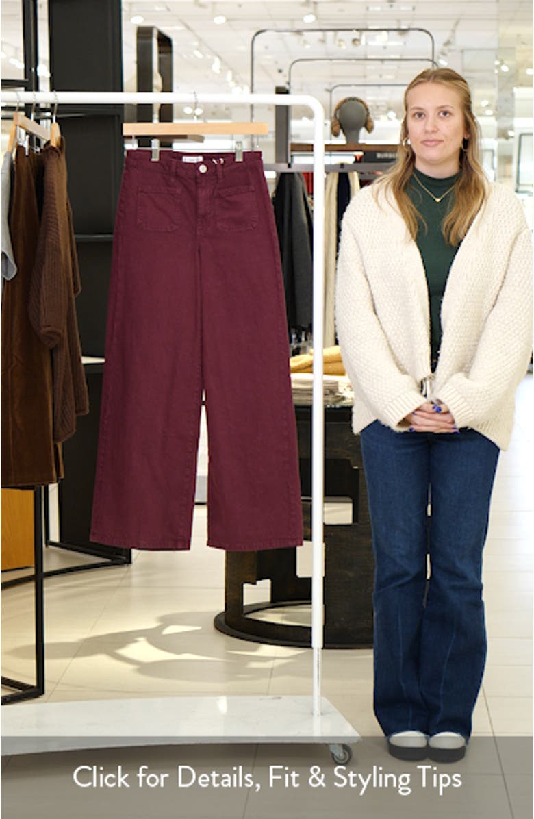 Patch Pocket Mid Rise Culotte Wide Leg Jeans, sales video thumbnail