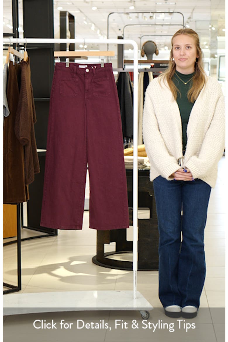 Patch Pocket Mid Rise Culotte Wide Leg Jeans video