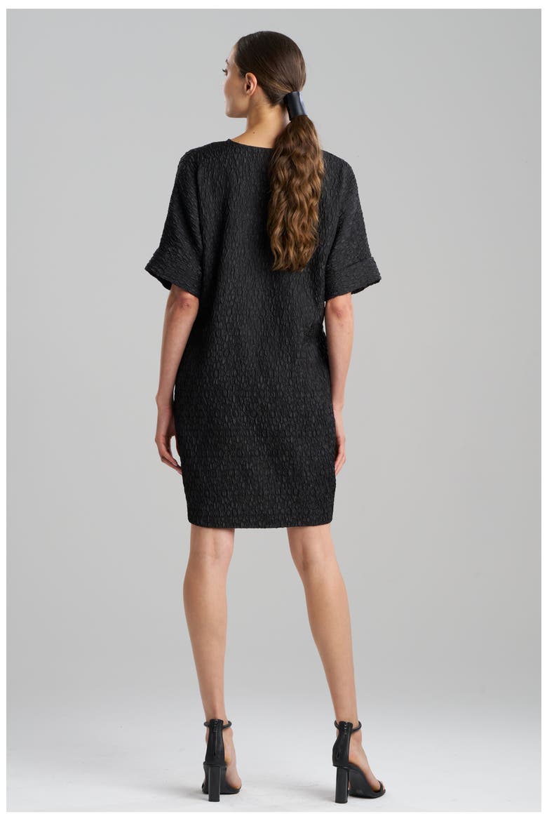 FLORAL CRINKLE JACQUARD T-shirt Dress, Alternate, color, BLACK
