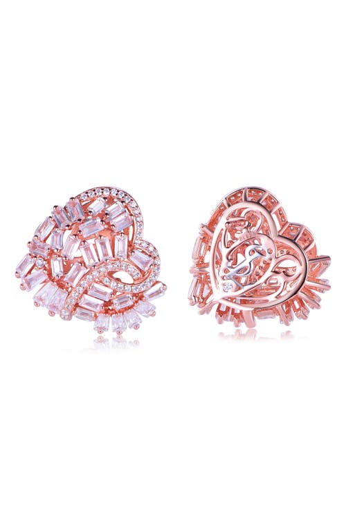 Suzy Levian Cubic Zirconia Cluster Heart Stud Earrings