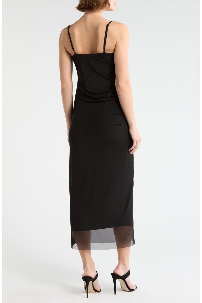 Cowl Neck Mesh Dress, Alternate, color, BLACK