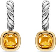 David Yurman Mercer Sterling Silver & 14k Gold Citrine Drop Earrings
