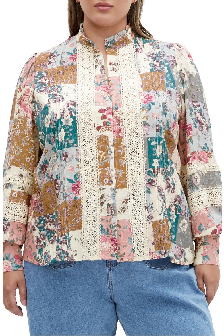 Floral Print Lace Shirt, Main, color, WHIMSICAL