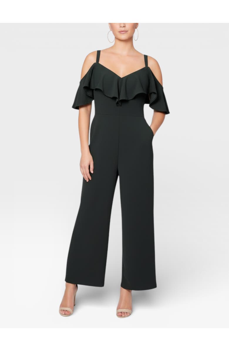 RACHEL Rachel Roy Marcella Off the Shoulder Ruffle Jumpsuit, Main, color, Black