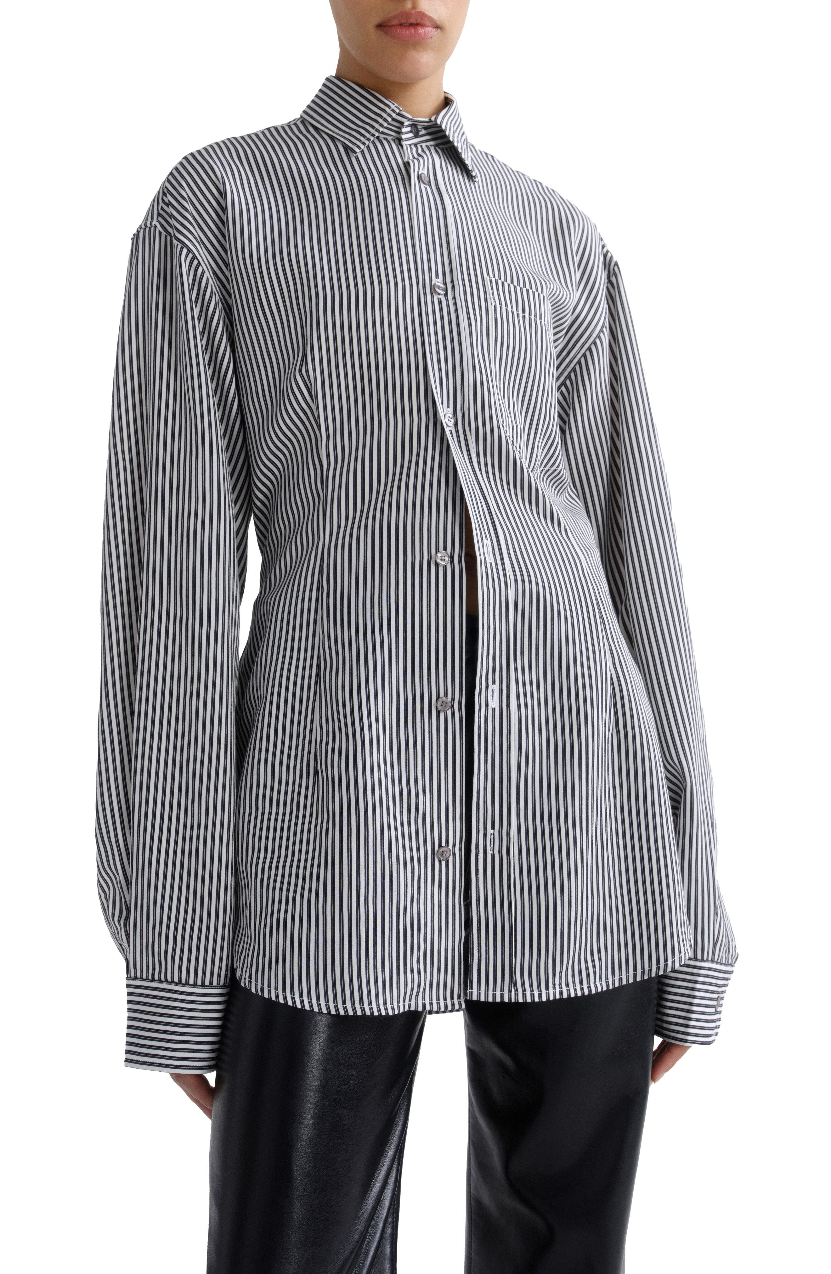 selected SOLENE STRIPE BLACK WHITE MINI