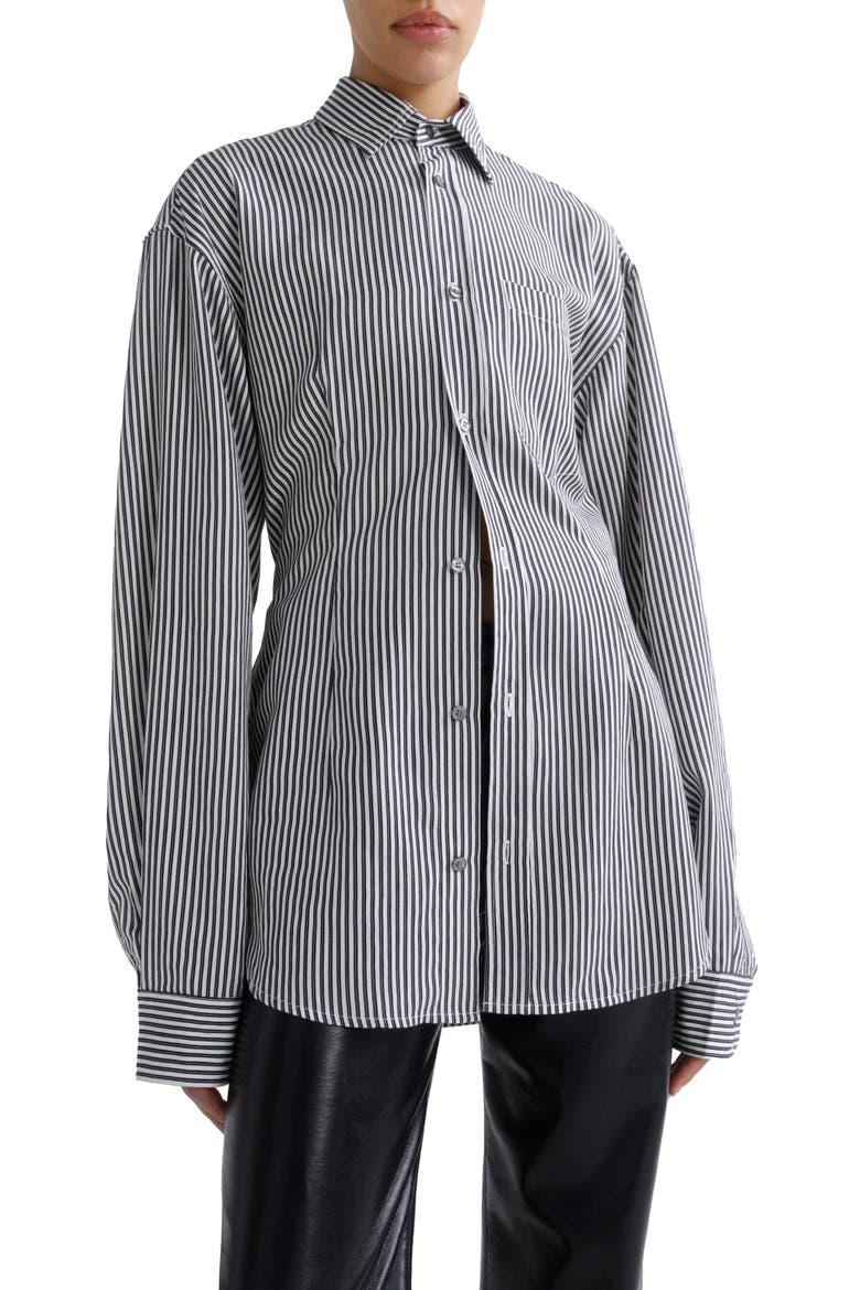 Cinch Solene Striped Shirt, Main, color, SOLENE STRIPE BLACK WHITE MINI