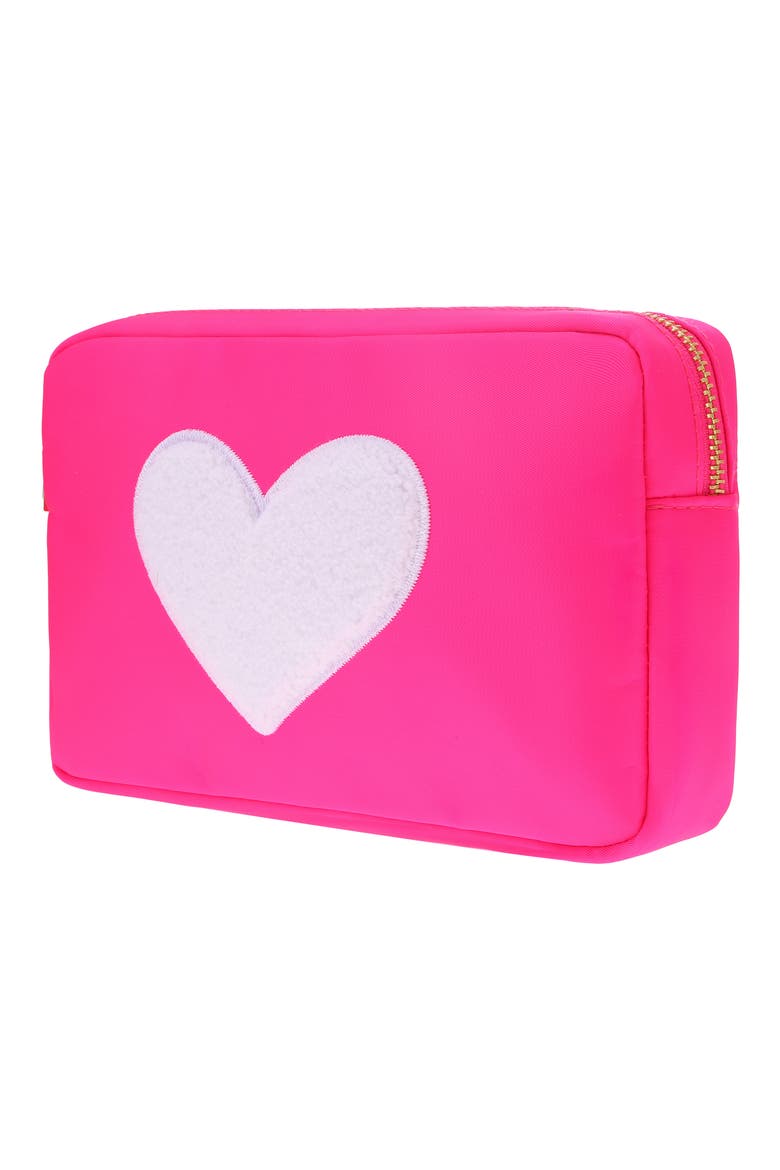 Medium Heart Cosmetic Bag, Alternate, color, HOT PINK