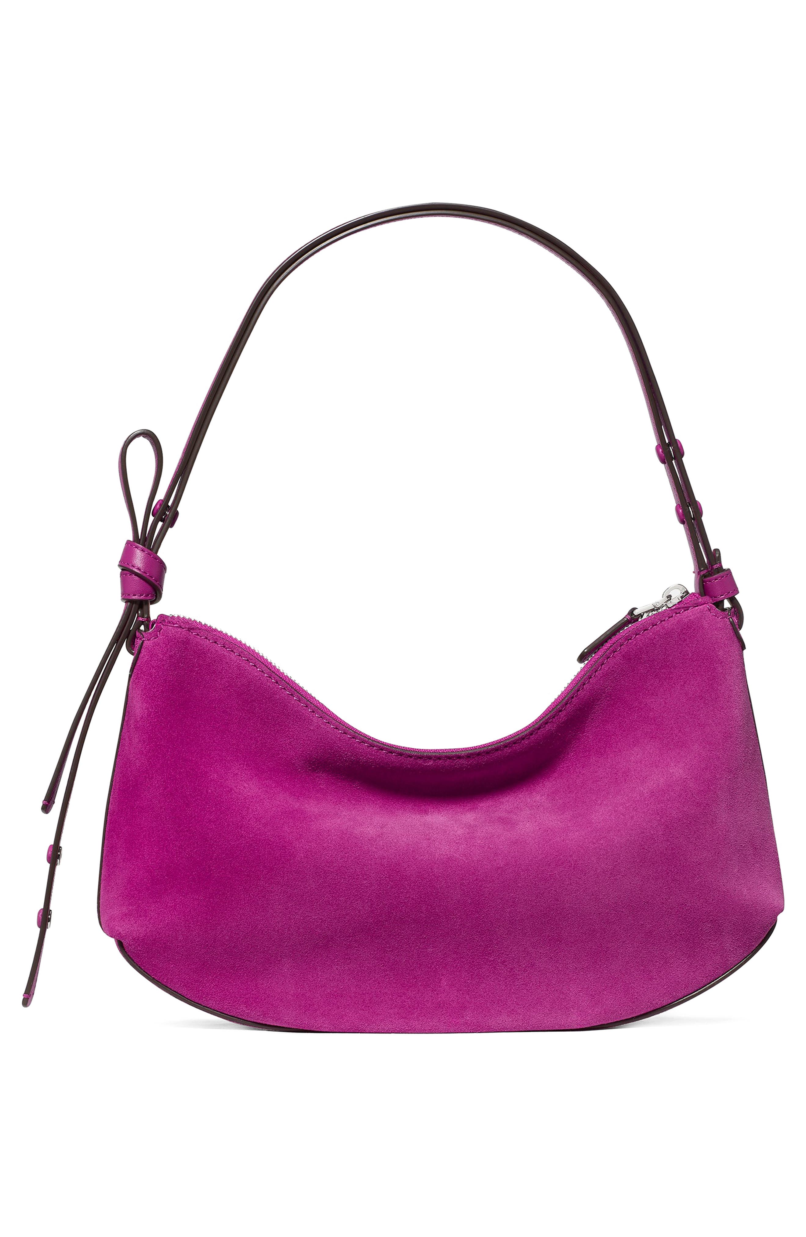 Loop Suede Convertible Shoulder Bag, Alternate, color, BEET