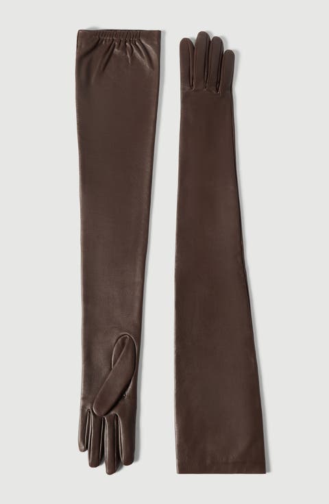 Nappa leather long gloves
