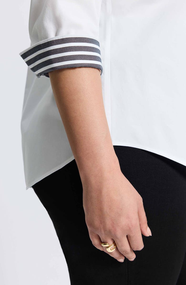 Foxcroft Margie Stripe Trim Cotton Button-Up Shirt, Alternate, color,