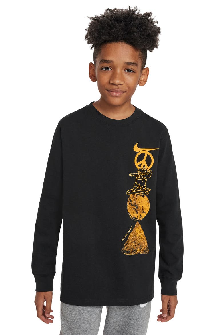Kids' Sportswear Create Long Sleeve Cotton Graphic T-Shirt, Main, color, BLACK