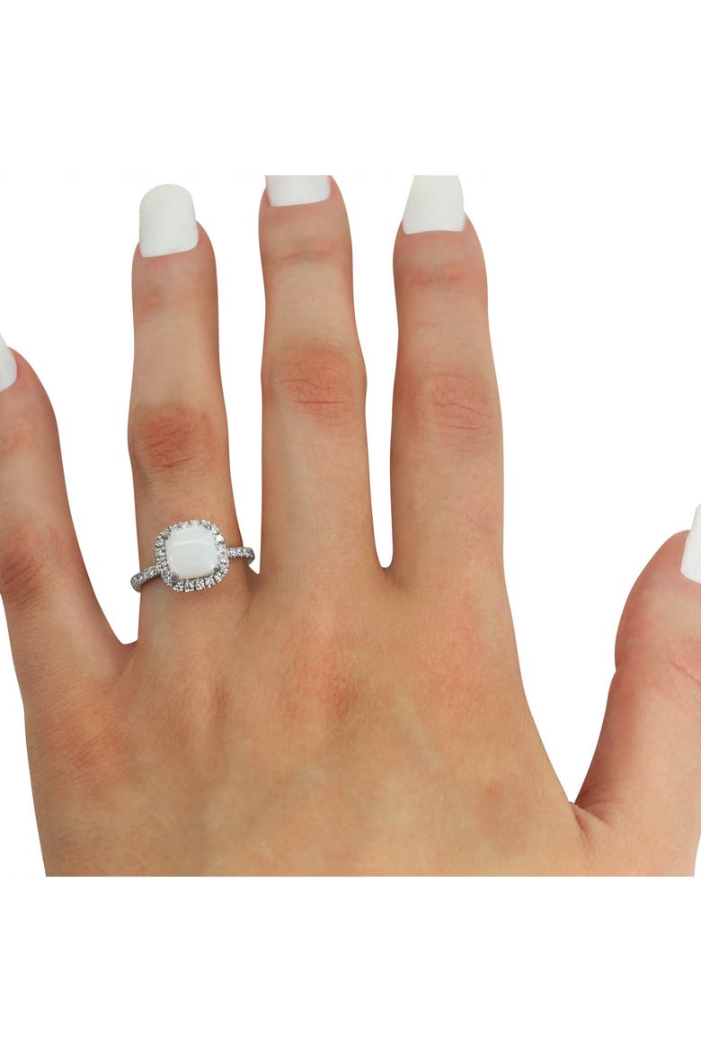 Cushion Halo Opal & Diamond Engagement Ring 14K Gold, Alternate, color, 3.11ct/White Gold