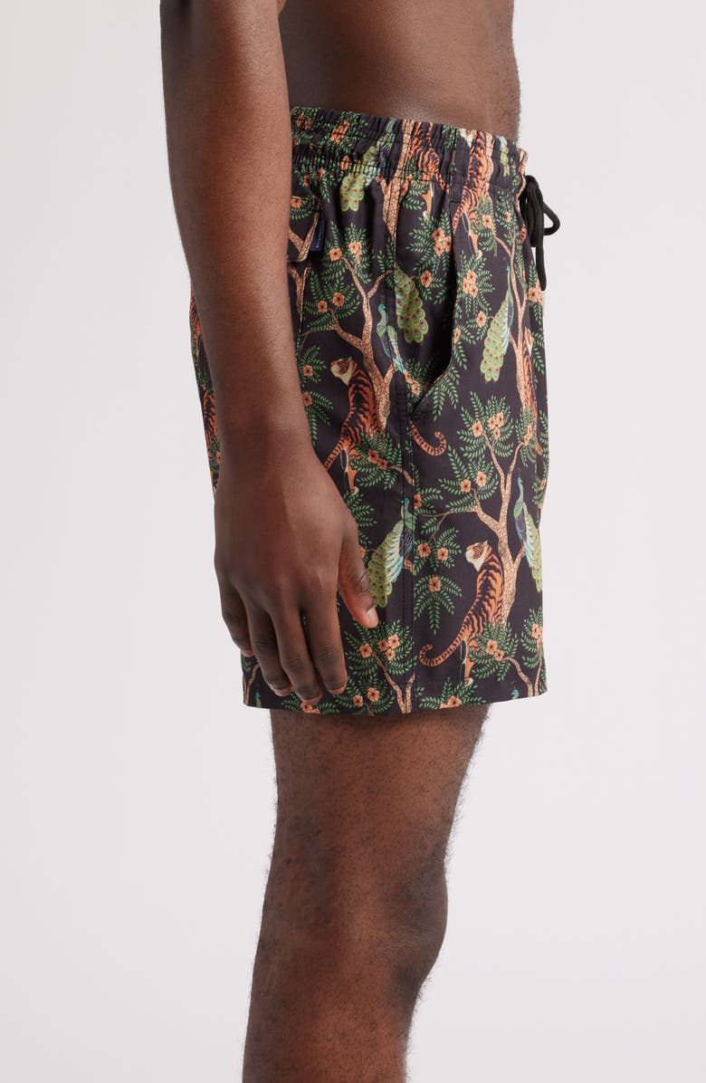 Stone Rose Tiger Print Swim Trunks, Alternate, color, 