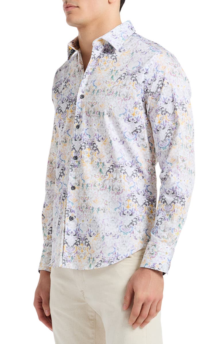 Robert Graham Croatia Stretch Button-Up Shirt, Alternate, color, Yellow Multi