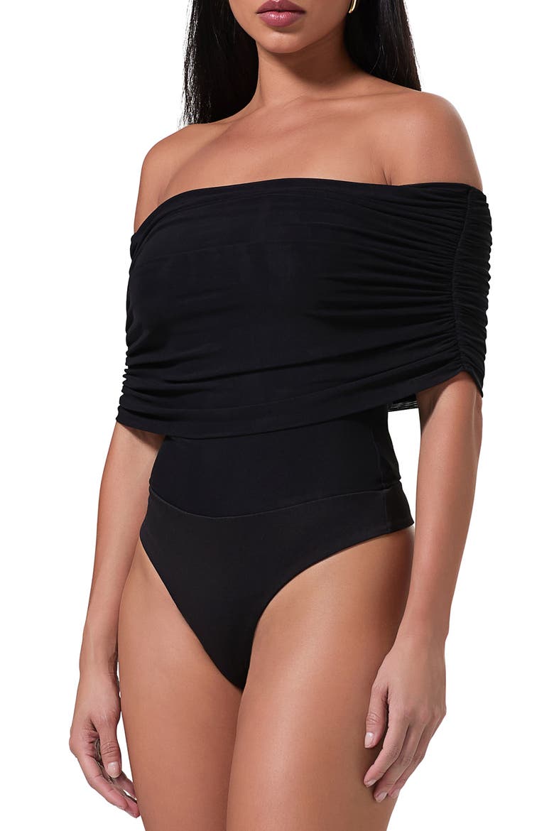 Divya Off the Shoulder Bodysuit, Alternate, color, NOIR