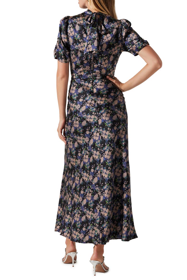 Floral Mock Neck Maxi Dress, Alternate, color, BLACK PURPLE FLORAL