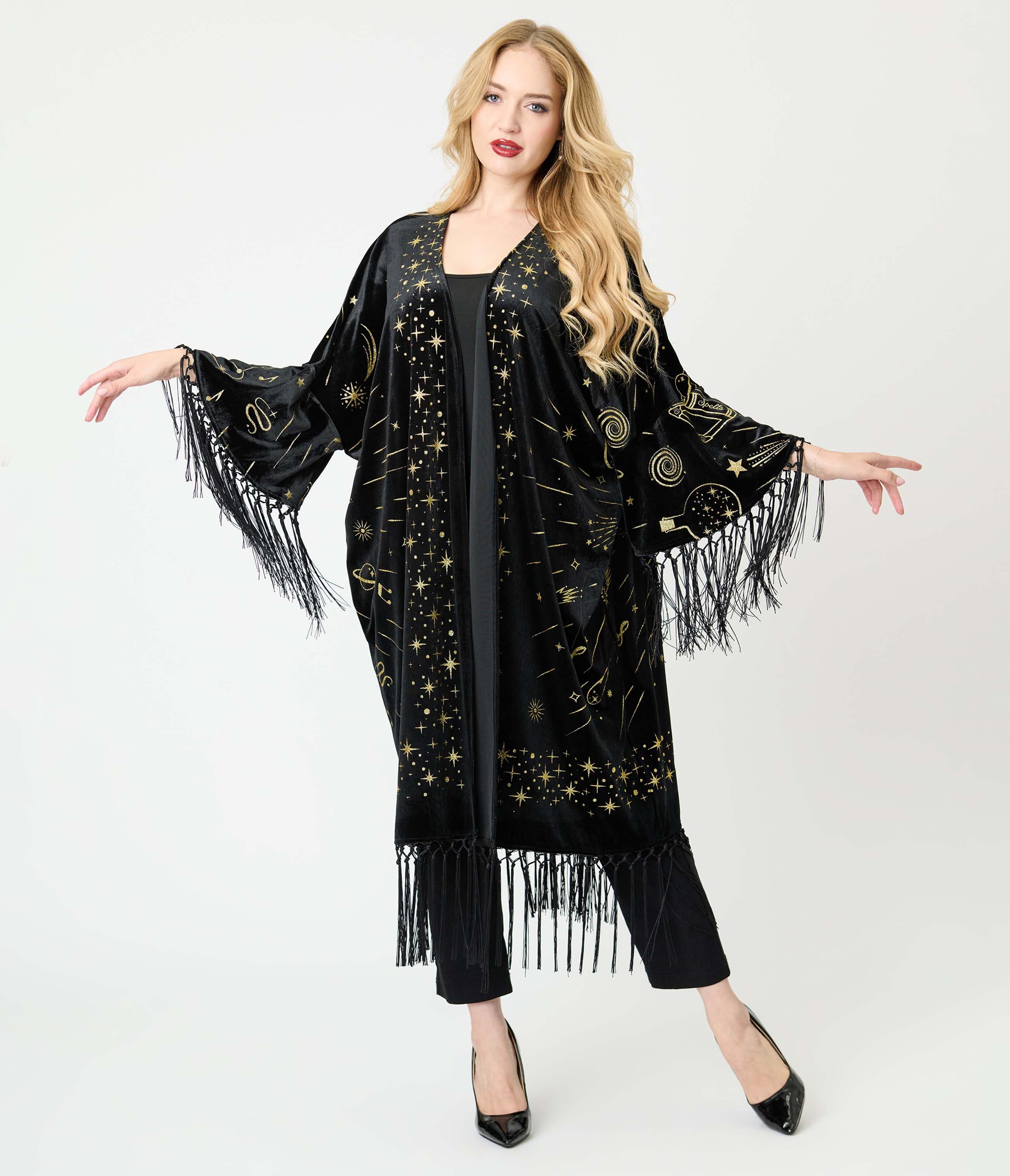 Burnout Fringe Shawl Coat