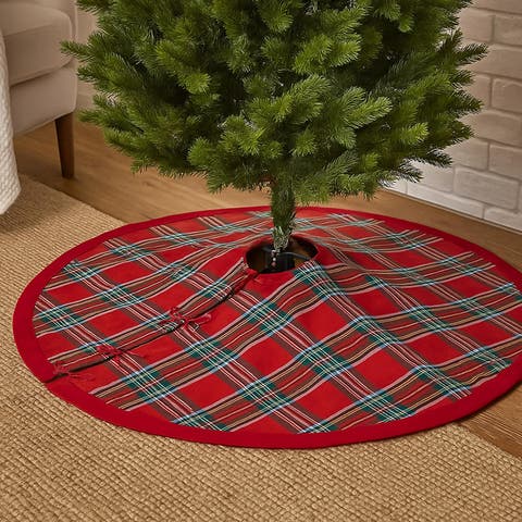 Linen Tree Skirt - Plaid Linen Christmas Tree Skirt
