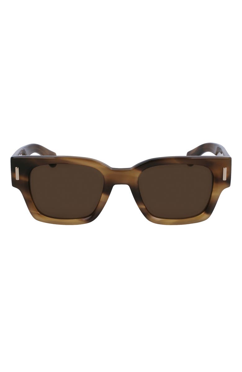 FERRAGAMO Rivets 52mm Square Sunglasses, Main, color, Striped Khaki