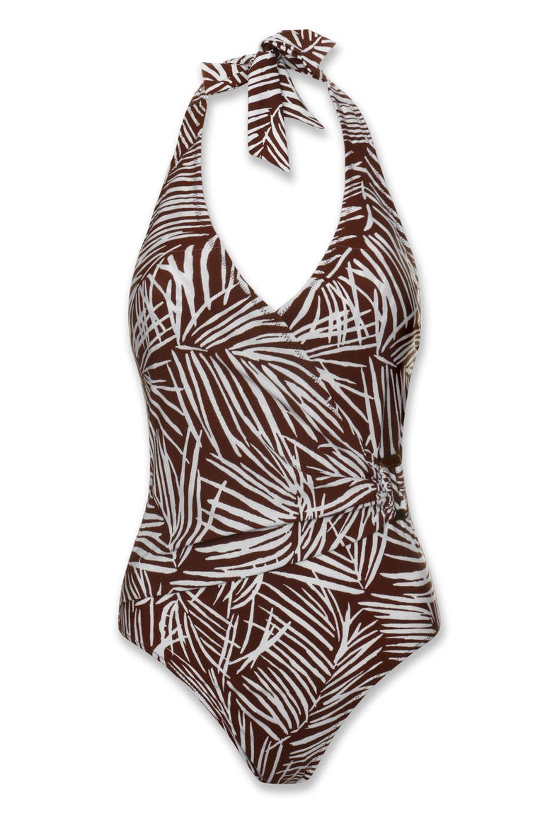 Tortoise Wrap One-Piece, Alternate, color, Paradise Palm