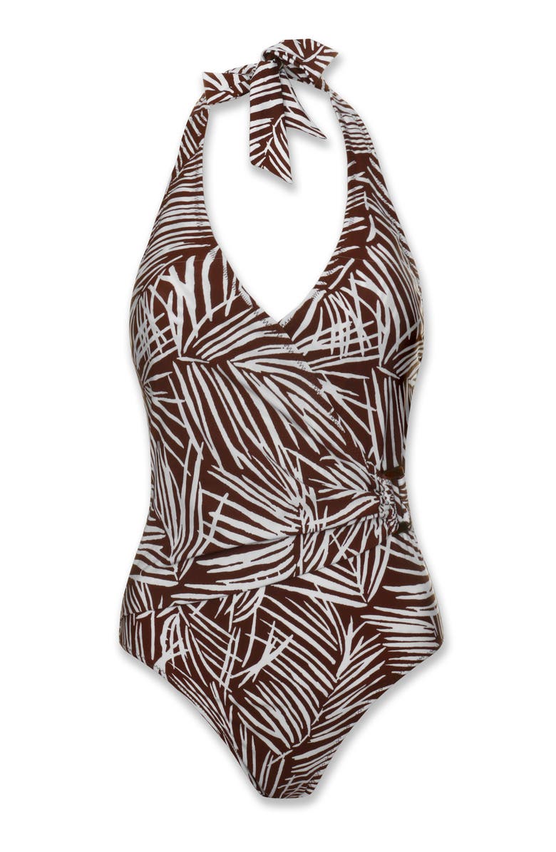 HELEN JON Tortoise Wrap One-Piece, Alternate, color, Paradise Palm