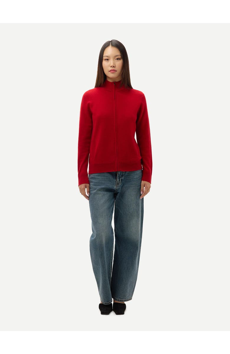 Gobi Cashmere Timeless Cashmere Full-Zip Cardigan, Alternate, color, Chili Pepper