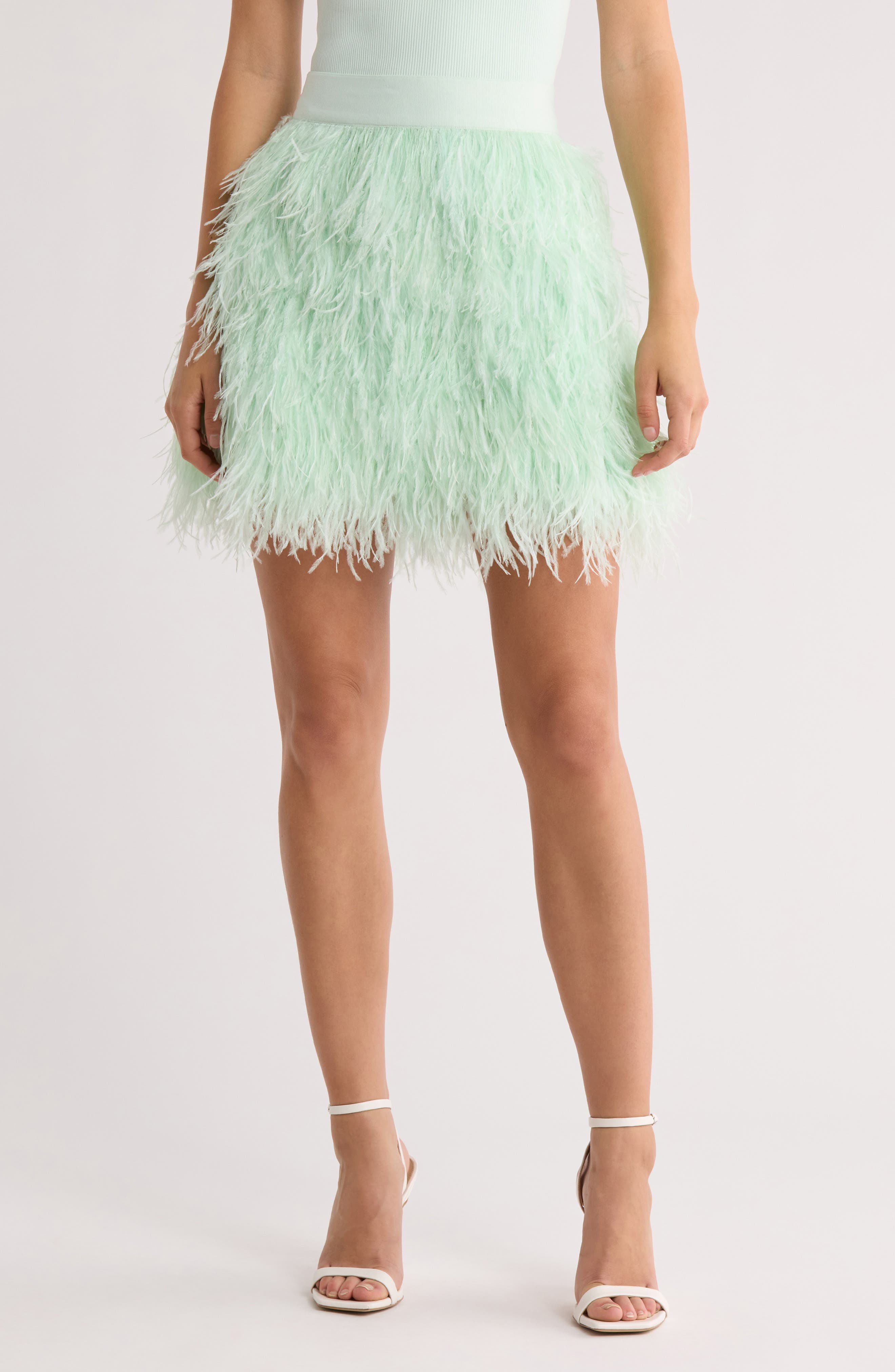 Alice + Olivia Cina Feather Miniskirt