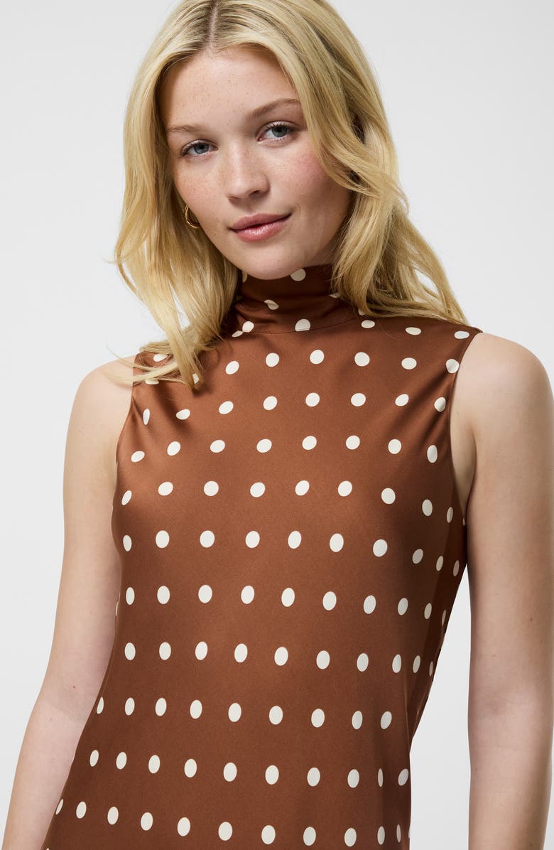 French Connection Ennis Sleeveless Satin Midi Dress, Alternate, color, Cafe Brown/ Porcelain Cream