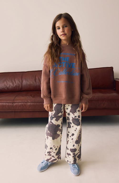 Next Kids' Cow Print Wide Leg Cotton Jeans In Multi