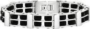 Bliss Diamond Men's Steel Brushed Black Two Tone 12.5mm Link Flexible 8" Bracelet