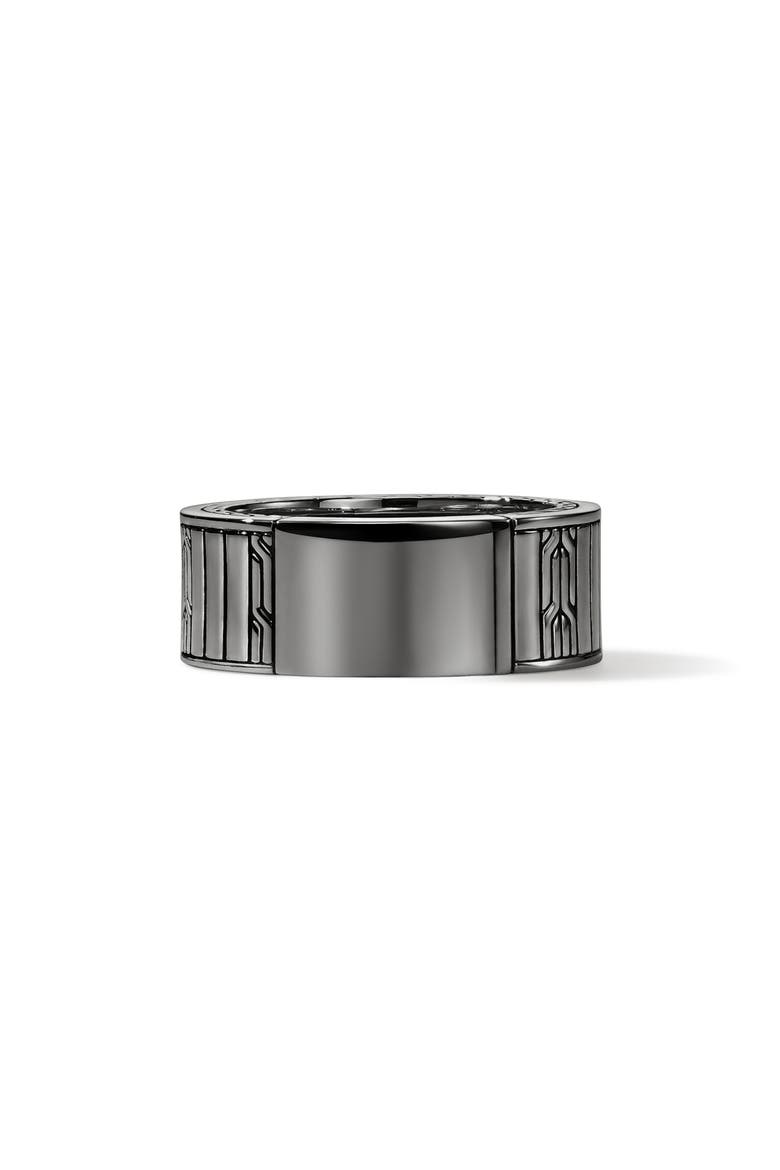 Carved Chain Band Ring, 9.5mm, Alternate, color, DARK SILVER