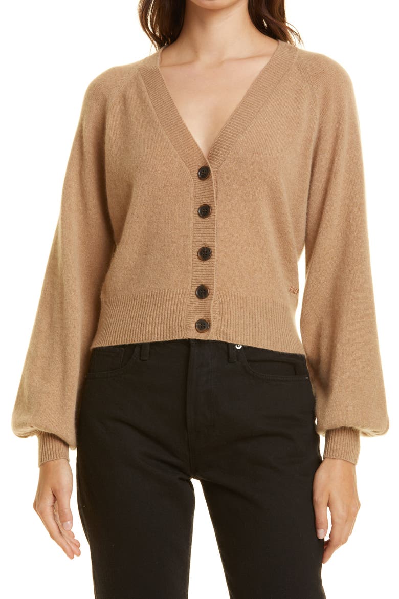 Linked Cashmere Cardigan, Main, color, CAFE AU LAIT