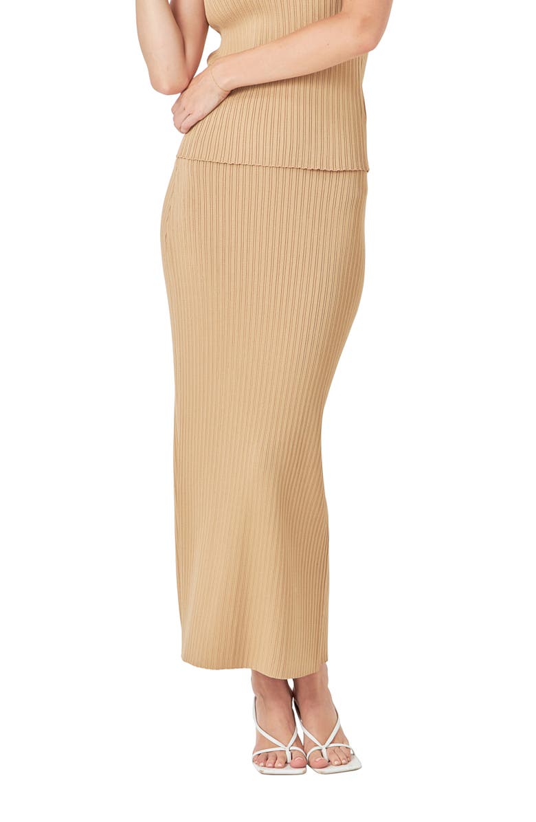 Endless Rose Rib Maxi Skirt, Alternate, color, Camel