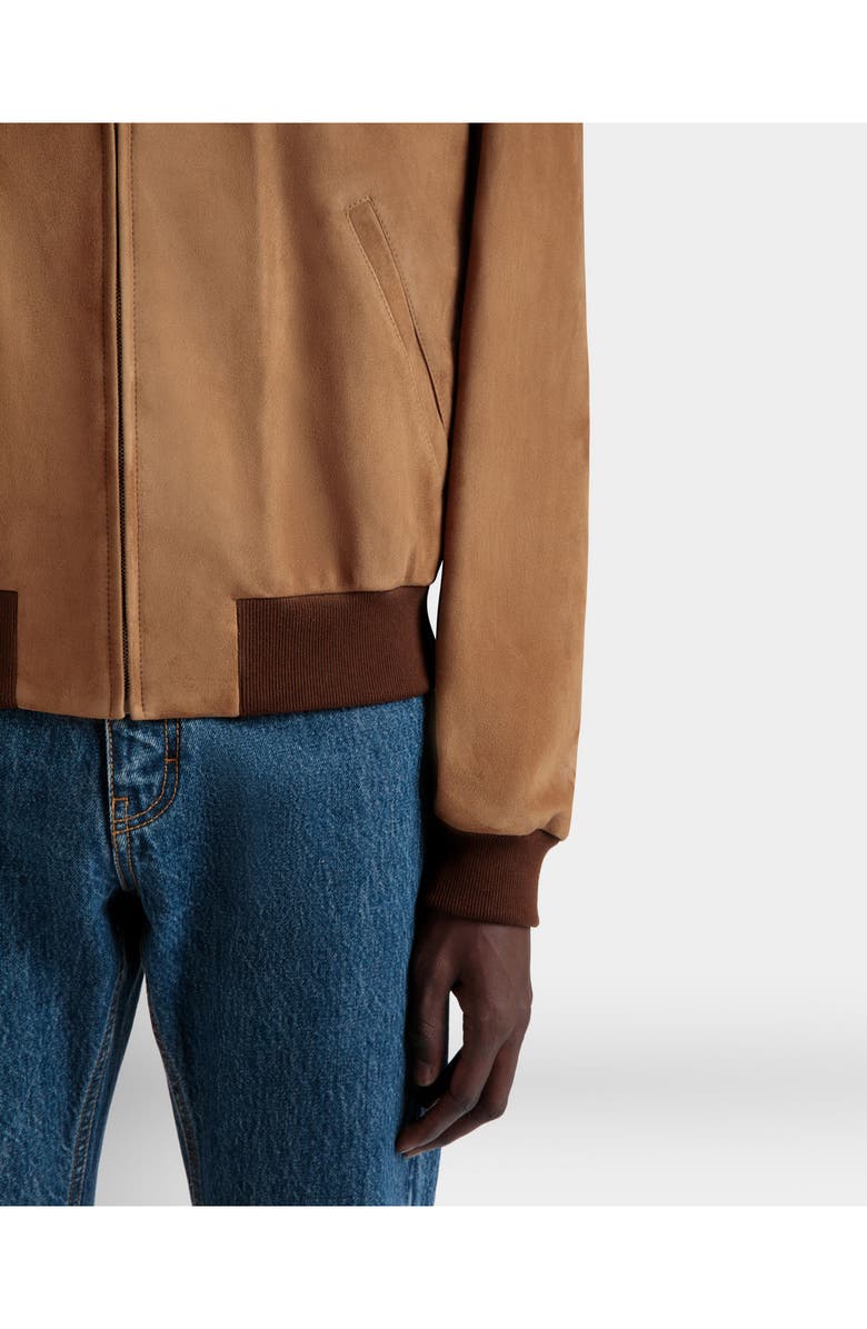 Bally Bomber in Suede, Alternate, color, Brown