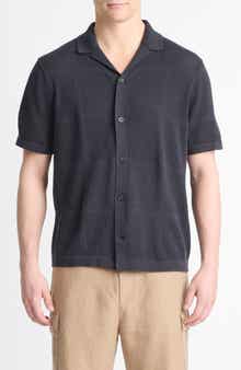 Vince Patchwork Pointelle Short Sleeve Cardigan