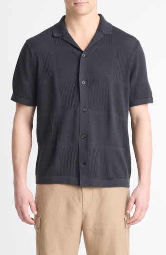 Vince Patchwork Pointelle Short Sleeve Cardigan