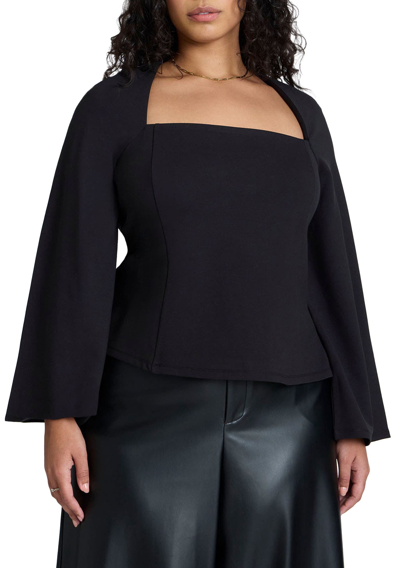 Square Neck Seam Detail Top