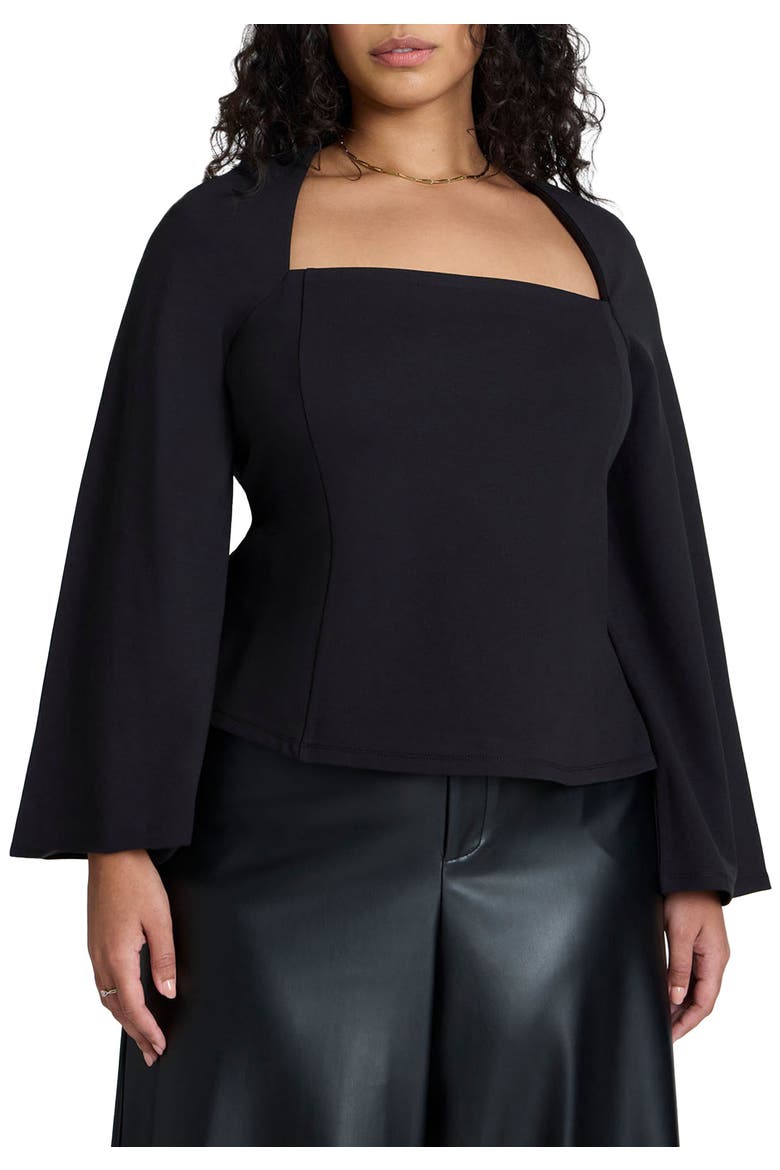 Square Neck Seam Detail Top, Main, color, BLACK ONYX