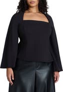 ELOQUII Square Neck Seam Detail Top